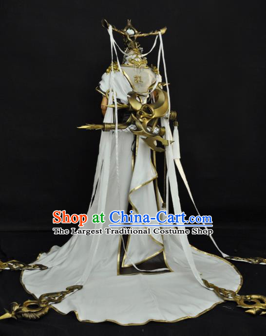 China Traditional Game Court Beauty Garment Costumes Ancient Fairy Clothing Cosplay Goddess Princess White Dress Outfits