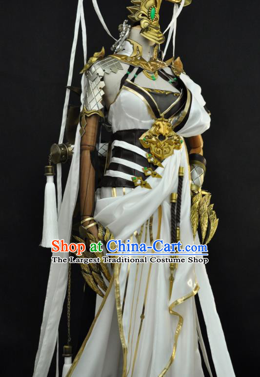 China Traditional Game Court Beauty Garment Costumes Ancient Fairy Clothing Cosplay Goddess Princess White Dress Outfits