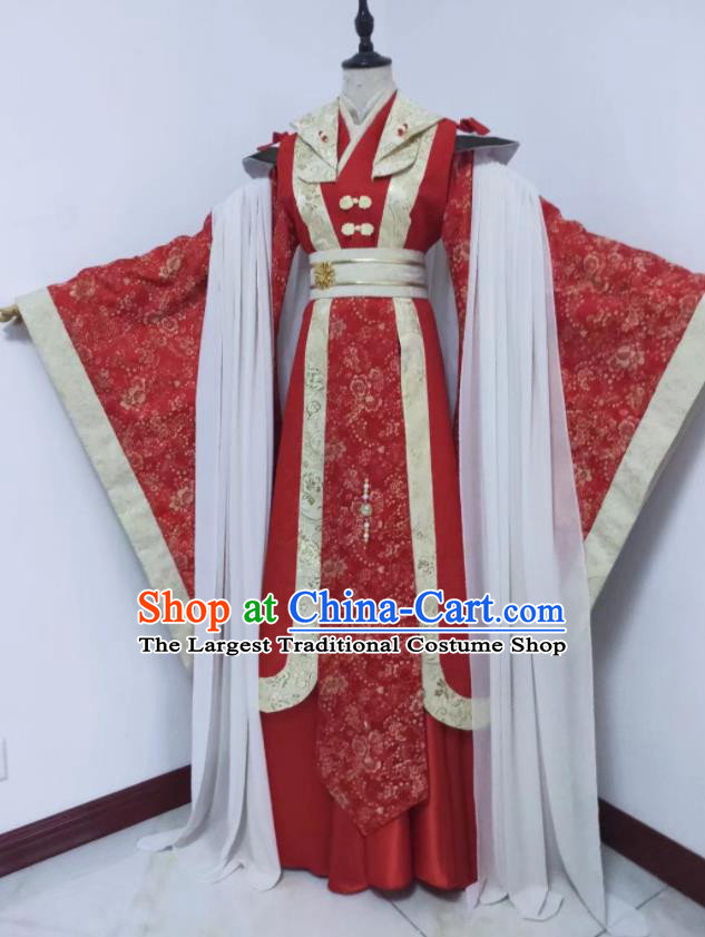 Chinese Ancient Prince Red Uniforms Traditional Cosplay Swordsman Clothing Puppet Show Royal Highness Ji Yun Garment Costumes