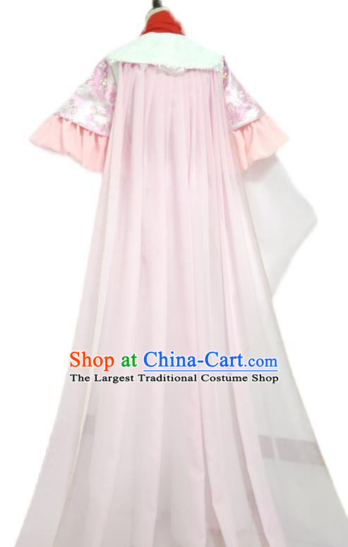 China Traditional Puppet Show Swordswoman Garment Costumes Ancient Princess Clothing Cosplay Young Beauty Pink Dress Outfits