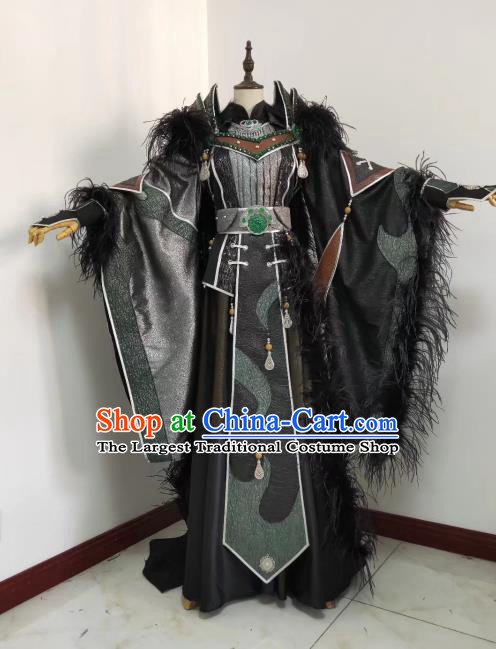 Chinese Traditional Cosplay Swordsman Clothing Puppet Show Demon King Garment Costumes Ancient Prince Black Uniforms