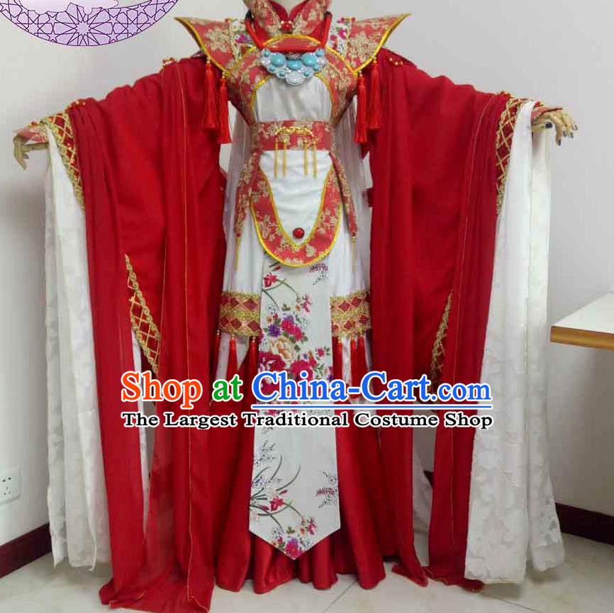 Chinese Puppet Show King Wedding Garment Costumes Ancient Swordsman Red Uniforms Traditional Cosplay Royal Highness Clothing