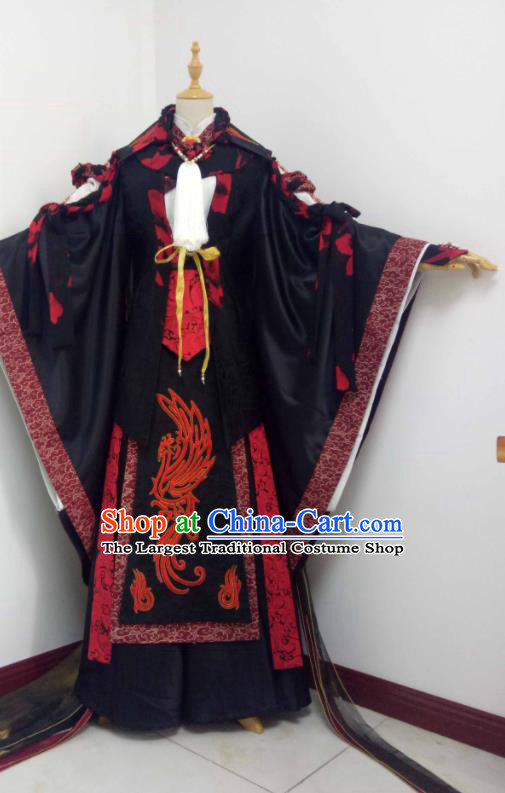 Chinese Traditional Cosplay Swordsman King Clothing Puppet Show Chivalrous Male Garment Costumes Ancient Monarch Black Uniforms