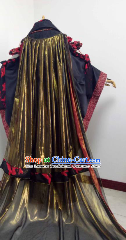 Chinese Traditional Cosplay Swordsman King Clothing Puppet Show Chivalrous Male Garment Costumes Ancient Monarch Black Uniforms