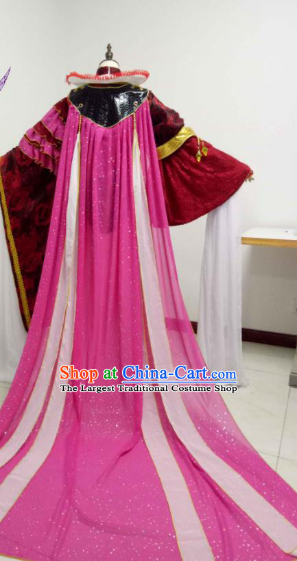 China Traditional Puppet Show Gu Xiaoyue Garment Costumes Ancient Swordswoman Clothing Cosplay Princess Red Dress Outfits