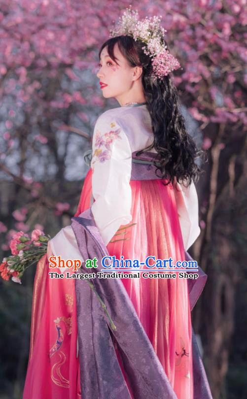 China Traditional Court Princess Historical Clothing Ancient Fairy Hanfu Dress Apparels Tang Dynasty Young Beauty Garment Costumes