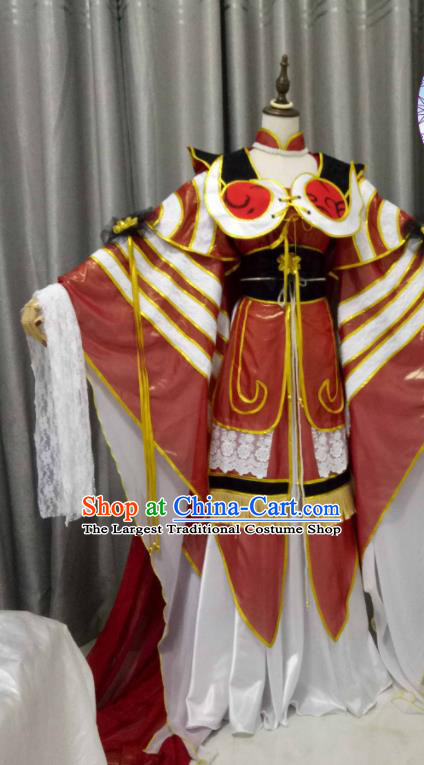 China Cosplay Empress Red Dress Outfits Traditional Puppet Show Goddess Gu Xiao Garment Costumes Ancient Swordswoman Clothing