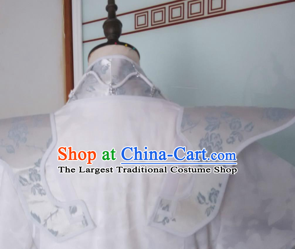 Chinese Puppet Show Swordsman Garment Costumes Ancient Taoist Priest White Uniforms  Traditional Cosplay King Clothing