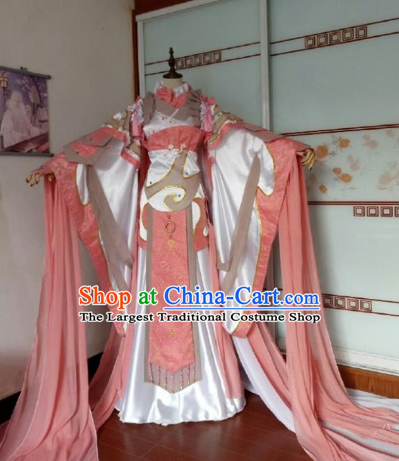 China Cosplay Fairy Pink Dress Outfits Traditional Puppet Show Princess Cui Luohan Garment Costumes Ancient Young Beauty Clothing