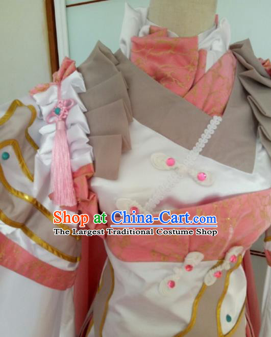 China Cosplay Fairy Pink Dress Outfits Traditional Puppet Show Princess Cui Luohan Garment Costumes Ancient Young Beauty Clothing