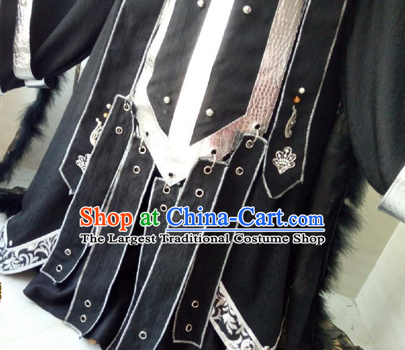 Chinese Ancient Swordsman Black Uniforms  Traditional Cosplay Demon King Clothing Puppet Show Warrior Garment Costumes
