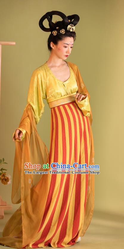 China Tang Dynasty Court Lady Garment Costumes Ancient Princess Historical Clothing Traditional Palace Dance Hanfu Dress Uniforms