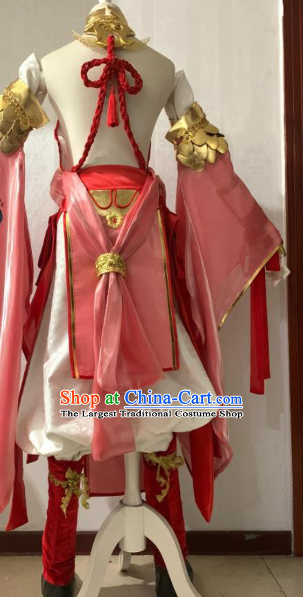 China Traditional Hanfu Chivalrous Male Pink Apparels Cosplay Swordsman Clothing Ancient Young Knight Garment Costumes