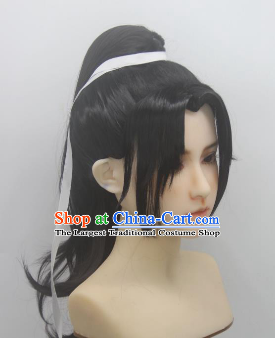 Handmade China Ancient Swordsman Headdress Cosplay Young Knight Wigs Traditional Honor of Kings Li Xiaoyao Hairpieces