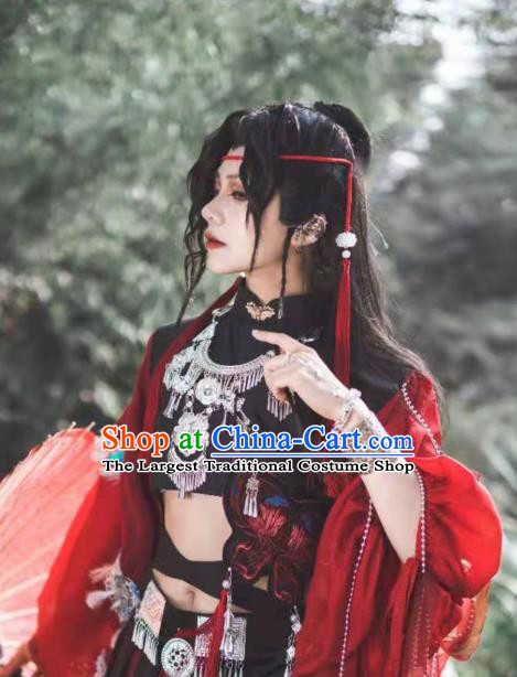 Handmade China Traditional Heaven Official Blessing Hua Cheng Hairpieces Ancient Swordsman Headdress Cosplay Young Knight Wigs