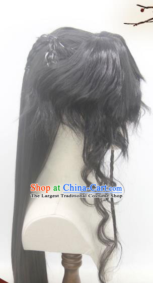 Handmade China Traditional Heaven Official Blessing Hua Cheng Hairpieces Ancient Swordsman Headdress Cosplay Young Knight Wigs