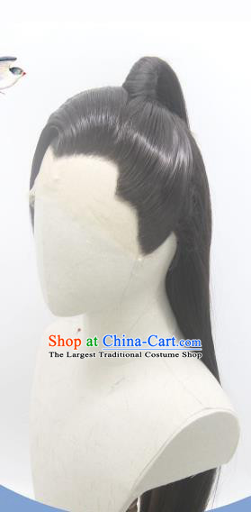 Handmade China Ancient Swordsman Headdress Cosplay Young Knight Wigs Traditional Word of Honor Cao Weining Hairpieces