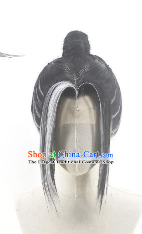 Handmade China Ancient Hanfu Young Knight Headdress Cosplay Swordsman Wigs Traditional Chivalrous Expert Hairpieces