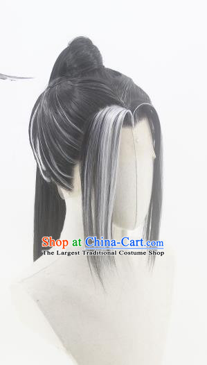 Handmade China Ancient Hanfu Young Knight Headdress Cosplay Swordsman Wigs Traditional Chivalrous Expert Hairpieces