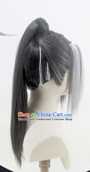 Handmade China Ancient Hanfu Young Knight Headdress Cosplay Swordsman Wigs Traditional Chivalrous Expert Hairpieces