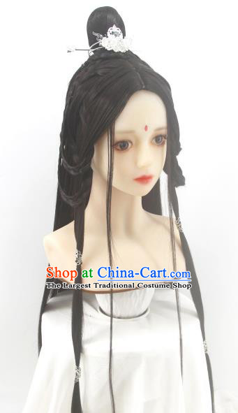 Chinese Cosplay Swordswoman Hair Accessories Ancient Young Beauty Wigs Headwear Traditional Jin Dynasty Princess Hairpieces