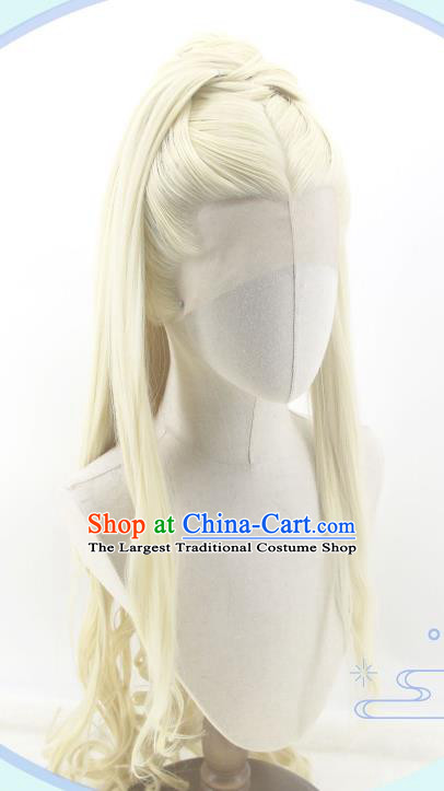 Handmade China Traditional Hanfu Swordsman Hairpieces Ancient Young Knight Headdress Cosplay Noble Childe Golden Wigs