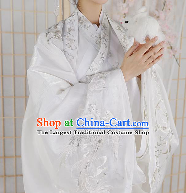 China Traditional Court Woman White Hanfu Dress Apparels Ancient Imperial Consort Garment Costumes Jin Dynasty Historical Clothing Complete Set