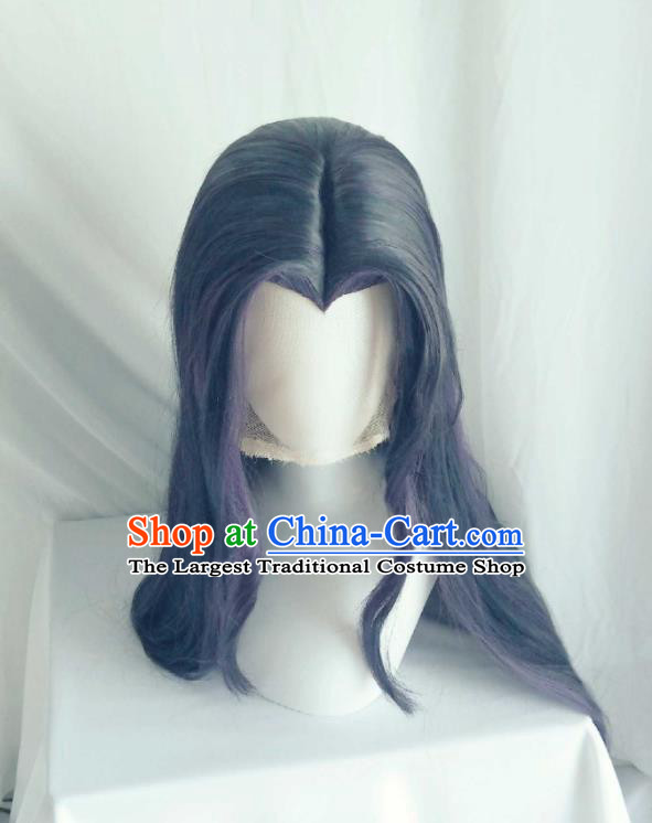 Chinese Cosplay Queen Hair Accessories Ancient Goddess Purple Wigs Headwear Traditional Puppet Show Empress Hairpieces