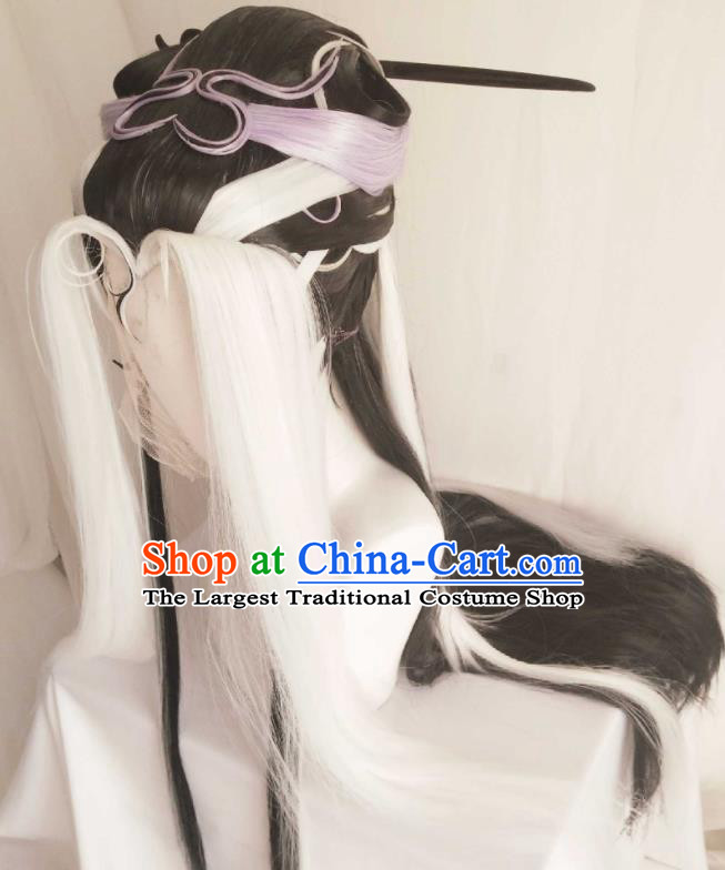 Chinese Traditional Puppet Show Taoist Nun Hairpieces Cosplay Fairy Queen Hair Accessories Ancient Empress Wigs Headwear