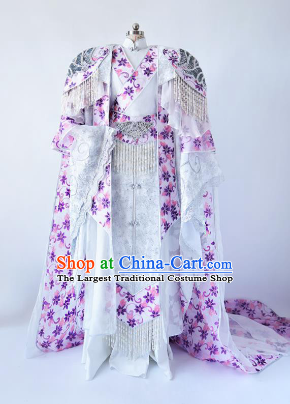Custom China Cosplay Swordsman Printing Flowers Outfits Puppet Show Noble Childe Clothing Ancient Royal Highness Garment Costumes