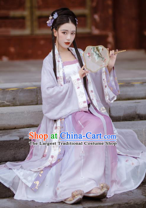 China Song Dynasty Young Lady Historical Clothing Traditional Civilian Female Hanfu Dress Apparels Ancient Woman Garment Costumes Full Set