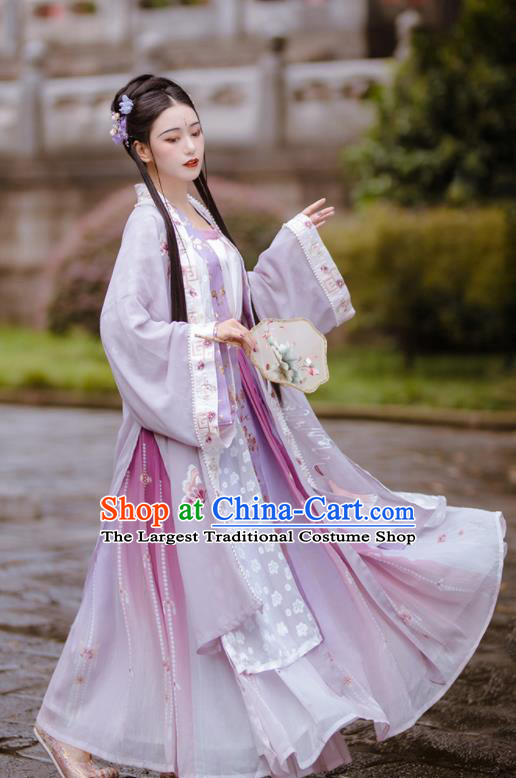 China Song Dynasty Young Lady Historical Clothing Traditional Civilian Female Hanfu Dress Apparels Ancient Woman Garment Costumes Full Set