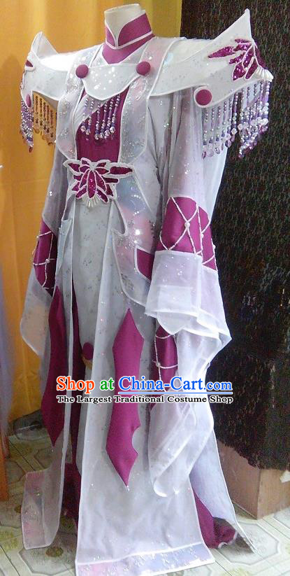China Cosplay Swordsman Apparels Ancient Royal King Robe Clothing Traditional Puppet Show Emperor Rosy Garment Costumes