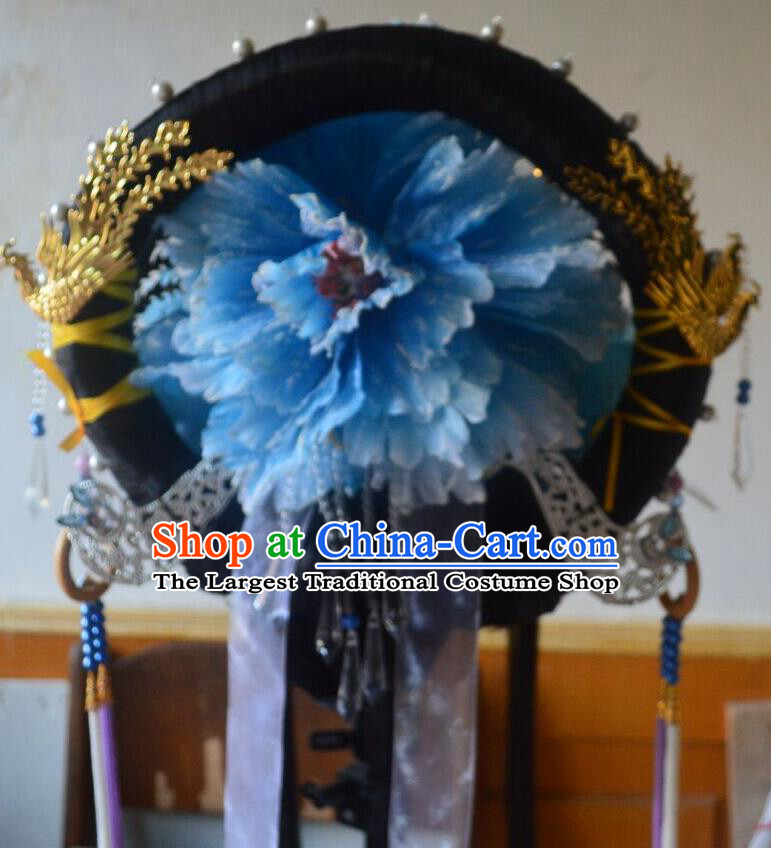 China Cosplay Queen Hairpieces Ancient Goddess Wigs Headdress Traditional Puppet Show Imperial Consort Hair Accessories