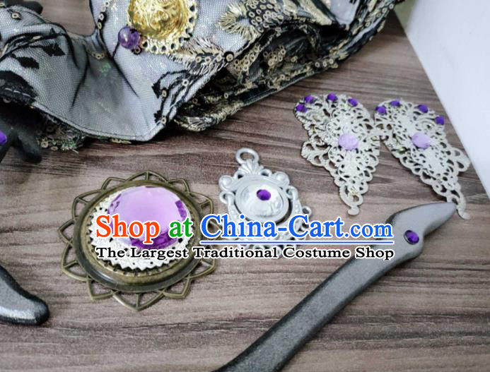 Chinese Traditional Puppet Show Swordsman Headpieces Ancient Taoist Priest Hair Accessories Handmade Cosplay Immortal Headdress