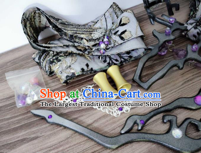 Chinese Traditional Puppet Show Swordsman Headpieces Ancient Taoist Priest Hair Accessories Handmade Cosplay Immortal Headdress