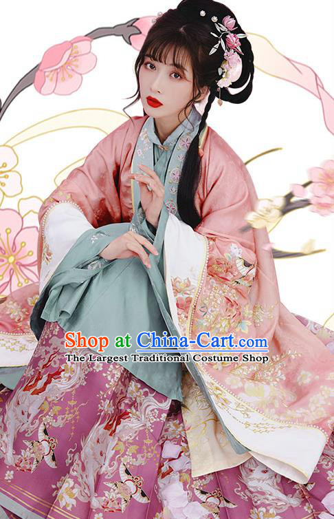 China Ming Dynasty Princess Hanfu Dress Traditional Historical Clothing Ancient Palace Beauty Garment Costumes
