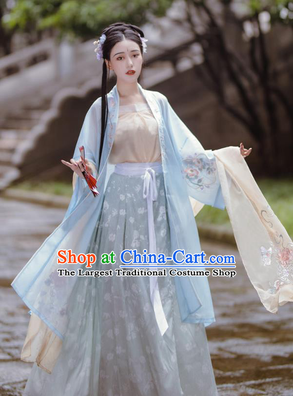China Song Dynasty Female Hanfu Dress Apparels Traditional Young Lady Historical Clothing Ancient Royal Princess Garment Costumes Full Set