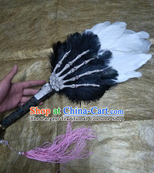 Custom Chinese Cosplay Performance Feather Fan Puppet Show Demon King Fan Props Handmade Swordsman Fans Accessories