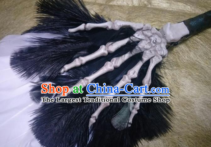 Custom Chinese Cosplay Performance Feather Fan Puppet Show Demon King Fan Props Handmade Swordsman Fans Accessories