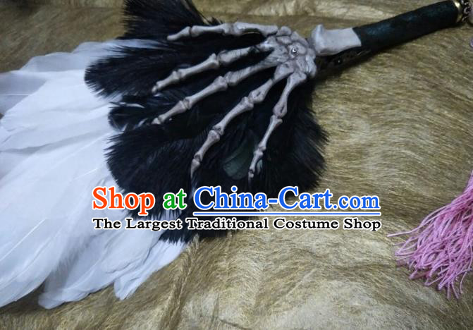 Custom Chinese Cosplay Performance Feather Fan Puppet Show Demon King Fan Props Handmade Swordsman Fans Accessories