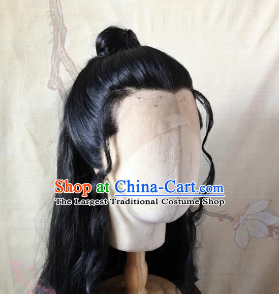Chinese Ancient Swordsman Hair Accessories Handmade Cosplay Young Hero Hairpieces Ming Dynasty Knight Curly Wigs Headdress