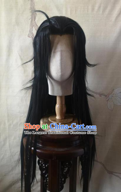 Chinese Handmade Cosplay Young Knight Hairpieces Ming Dynasty Hero Front Lace Wigs Headdress Ancient Swordsman Hair Accessories
