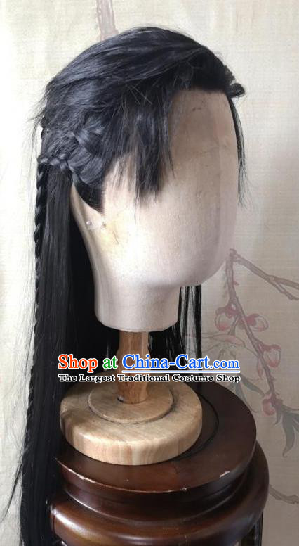 Chinese Traditional Hanfu Front Lace Wigs Headdress Ancient Prince Hair Accessories Handmade Cosplay Swordsman Li Chengye Hairpieces