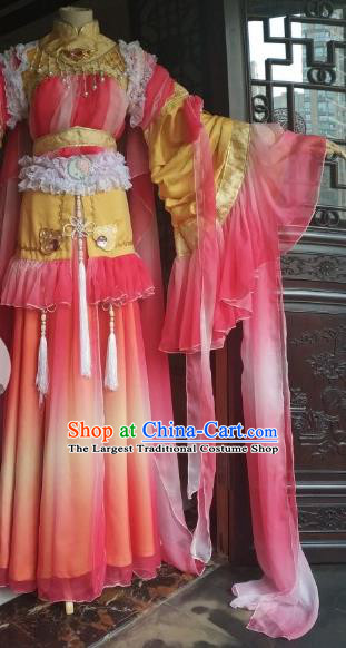 Custom Chinese Ancient Princess Clothing Cosplay Fairy Garment Costumes Puppet Show Young Lady Pink Dress Outfits