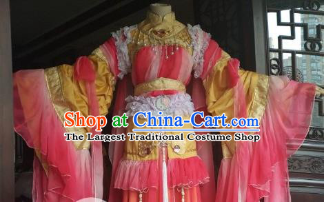 Custom Chinese Ancient Princess Clothing Cosplay Fairy Garment Costumes Puppet Show Young Lady Pink Dress Outfits