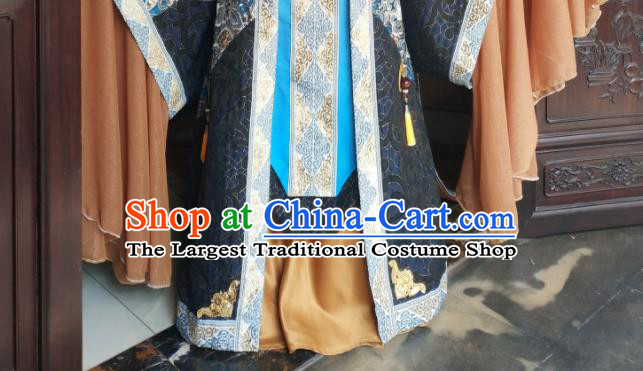 China Traditional Puppet Show Tan Wuyu Garment Costumes Cosplay Emperor Apparels Ancient Royal Highness Robe Clothing