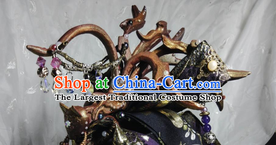 Chinese Ancient Royal Highness Hair Accessories Cosplay Swordsman Hair Crown Traditional Puppet Show Headdress