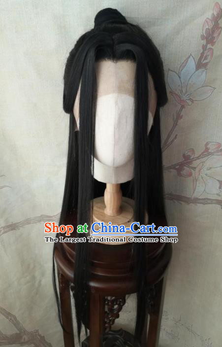 Chinese Cosplay Swordsman Hairpieces Traditional Drama Heaven Official Blessing Xie Lian Handmade Front Lace Wigs Headdress Ancient Prince Hair Accessories