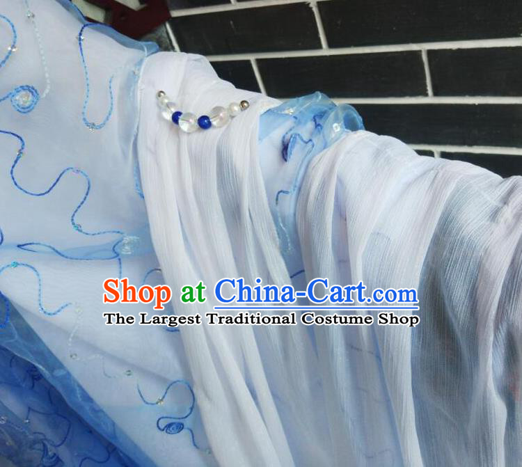 Custom Chinese Cosplay Fairy Princess Garment Costumes Puppet Show Goddess Blue Dress Outfits Ancient Imperial Consort Clothing